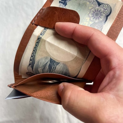 鹿革の財布(刺繍糸カラー・開く向きが選べる)さいふ サイフ 革小物 革製品 レザー【R01110】