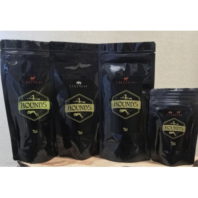 鹿肉&猪肉 ドッグフード4種セット ジャーキー・ペレット2種・ふりかけ ジビエ 犬【R00422】