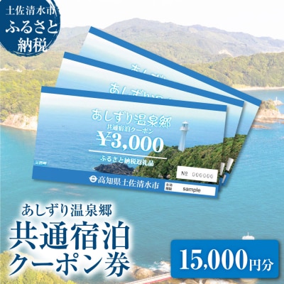 あしずり温泉郷 共通宿泊クーポン券 15,000円分【R01316】