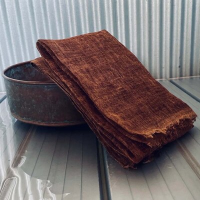 柿渋リネンガーゼの清布 1枚入り 柿渋染め ブラウン 30cm×100cm 高知県【R01588】