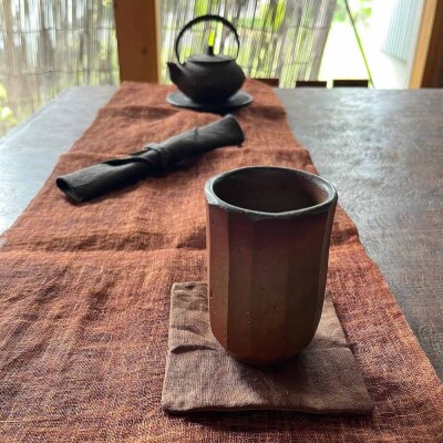 柿渋リネンガーゼの清布 1枚入り 柿渋染め ブラウン 30cm×100cm 高知県【R01588】