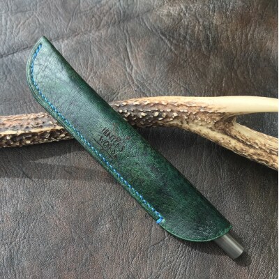 鹿革の一本差し ペンケース【深緑】(ロゴ入り)革小物 革製品 レザー 文房具【R00508】