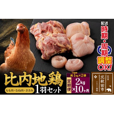 《定期便10ヶ月》比内地鶏1羽セット(約1kg×2袋)|jaat-021210