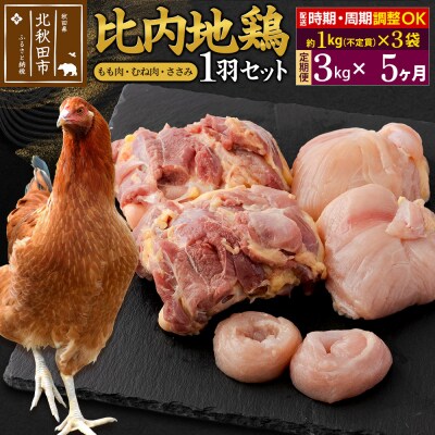 《定期便5ヶ月》比内地鶏1羽セット(約1kg×3袋)|jaat-021305