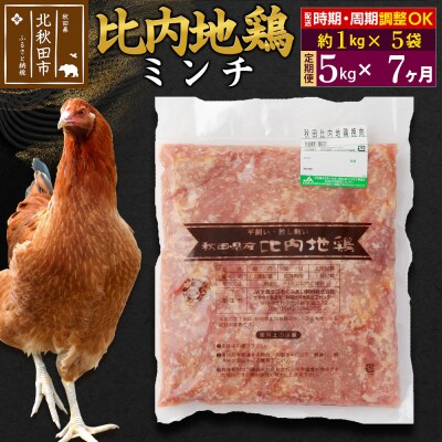 《定期便7ヶ月》比内地鶏ミンチ(1kg×5袋)×7回 計35kg|jaat-111007