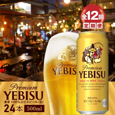 『定期便:全12回』ヱビスビール500ml×24本【30009701】
