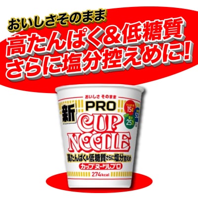 カップヌードル PRO 高たんぱく&低糖質 さらに塩分控えめ 12食 入り JC001