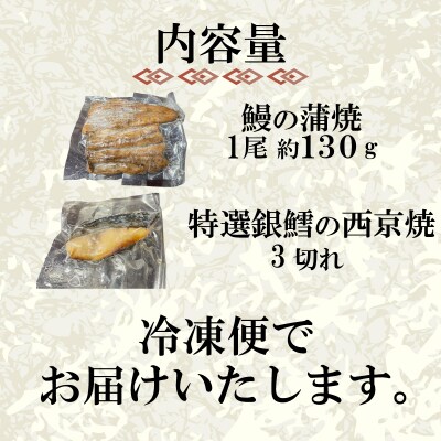 国産 うなぎ の 蒲焼 1尾 約130g 特選 銀だら の 西京焼 3切れ セット 冷凍 JA006