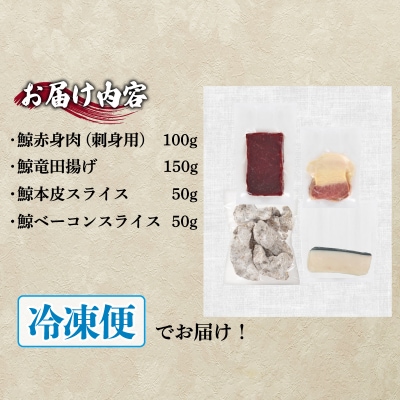 下関鯨屋 日新丸 鯨の詰合せ 4種(竜田揚、赤身肉、本皮スライス、ベーコン) 下関 山口 FG039