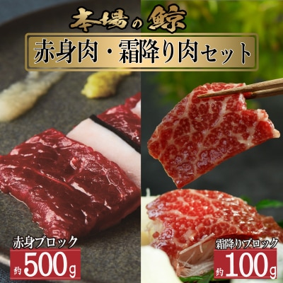 鯨 ( くじら ) 赤身 霜降り 肉 セット ブロック 計 600g 冷凍 下関 山口 FG045