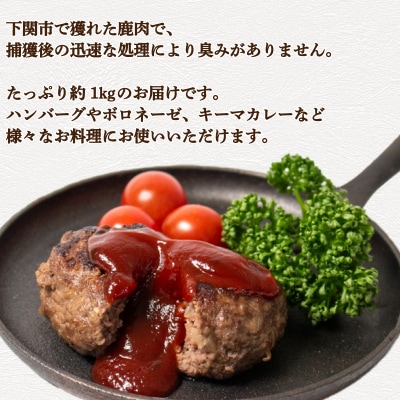鹿肉 ミンチ 約 1kg ジビエ 冷凍 BM111
