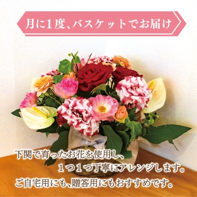お花の定期便 (バスケット) 毎月1回×3回分 GI001