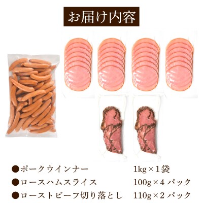 訳あり ウインナー ロースハム ローストビーフ セット 冷凍 IR036-x