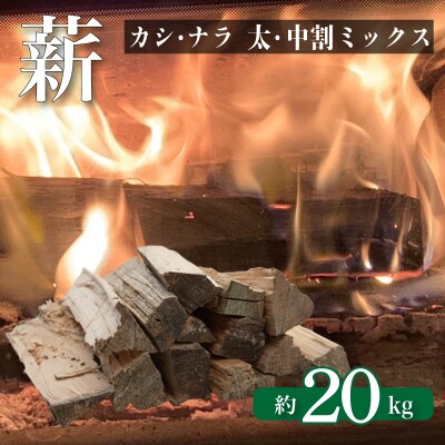 薪 【カシ・ナラ 太・中割り】 約20kg MZ001