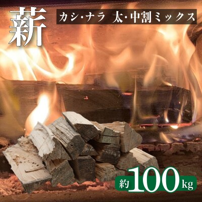 薪 【カシ・ナラ 太・中割り】 約100kg MZ002