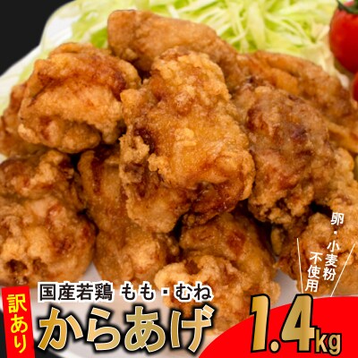 訳あり 唐揚げ 骨なし 1.4kg モモ 500g×2 ムネ 400g 冷凍 GG001