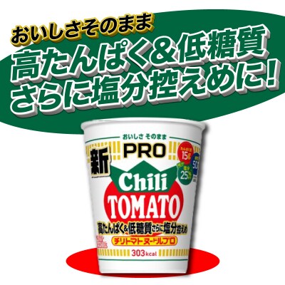 【定期便6回】 カップヌードルPRO チリトマト 高たんぱく 12食入り JC306