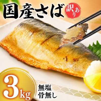 【7営業日以内発送】訳あり さばフィーレ 無塩 骨取り 3kg NV005