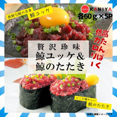 鯨 ユッケ たたき セット 各 60g × 5p 《蟹屋:KNY》 KNY-DS003