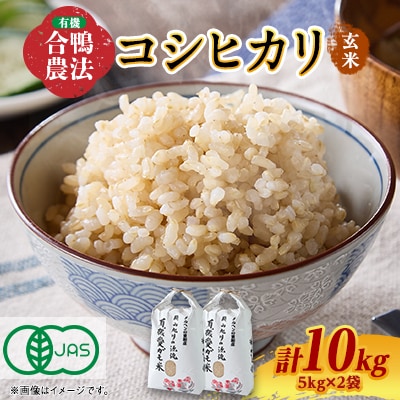 3004.令和6年産 有機愛ガモ米5kg×2袋 計10Kg(玄米コシヒカリ 有機うるち玄米)