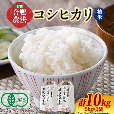 3005.令和6年産有機愛ガモ米5kg×2袋 計10Kg(精米コシヒカリ 有機うるち精米)