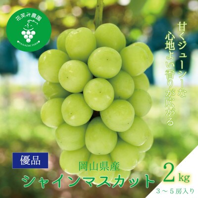 【2026年先行受付】岡山　花笑み農園の『シャインマスカット』優品　約2kg(3～5房)S-2優