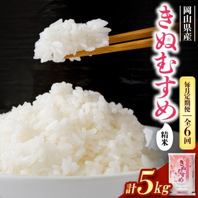 【毎月定期便】【食味鑑定士厳選】岡山県産 きぬむすめ 5kg×1袋全6回