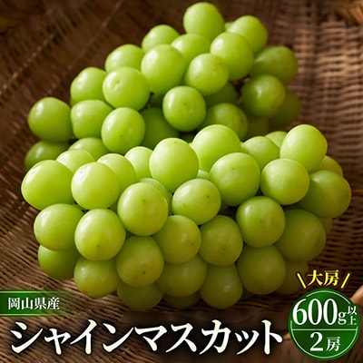 岡山市　一宮産　シャインマスカット　大房　600g以上×2房入り　化粧箱入り