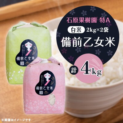 【石原果樹園】備前乙女米　白米2Kg×2袋(BOH02-2)