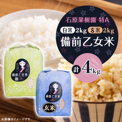 【石原果樹園】備前乙女米　白米2Kg×1袋・玄米2kg×1袋(BOHB02-2)