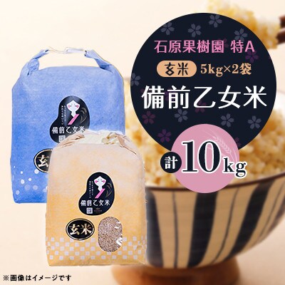 【石原果樹園】備前乙女米　玄米5Kg×2袋(BOB05-2)