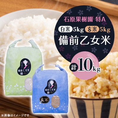 【石原果樹園】備前乙女米　白米5kg×1袋・玄米5kg×1袋(BOHB05-2)