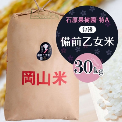 【石原果樹園】備前乙女米　白米30kg×1袋(BOH30-1)