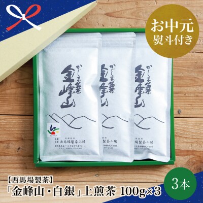 【お中元ギフト】【西馬場製茶】かごしま茶「金峰山・白銀」3本セット(100g×3)