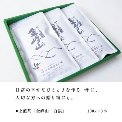 【お中元ギフト】【西馬場製茶】かごしま茶「金峰山・白銀」3本セット(100g×3)