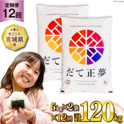 12回 定期便 米 だて正夢 10kg (5kg×2袋) 計120kg [20564696]  ◎