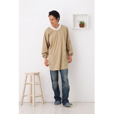 シンプルラグランメンズ割烹着(ベージュ)