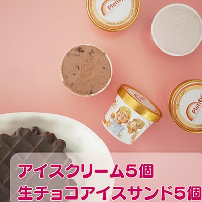 【新登場!】湘南茅ヶ崎の人気店 プレンティーズの生チョコアイスサンド5個&アイスクリーム5個
