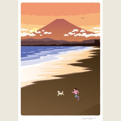 湘南・茅ヶ崎で描く、海を感じるイラストアート『ジークレーアートフレーム　SL-11』(大:四つ切)