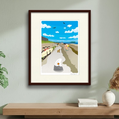 湘南・茅ヶ崎で描く、海を感じるイラストアート『ジークレーアートフレーム　SL-12』(大:四つ切)