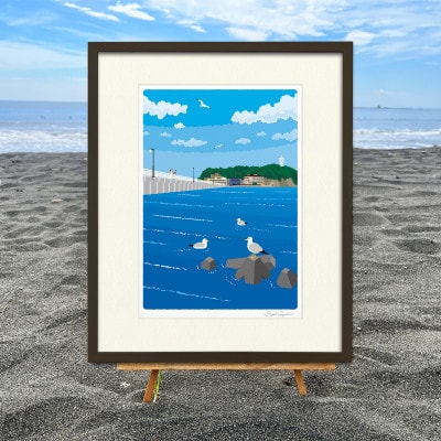 湘南・茅ヶ崎で描く、海を感じるイラストアート『ジークレーアートフレーム　SL-13』(大:四つ切)