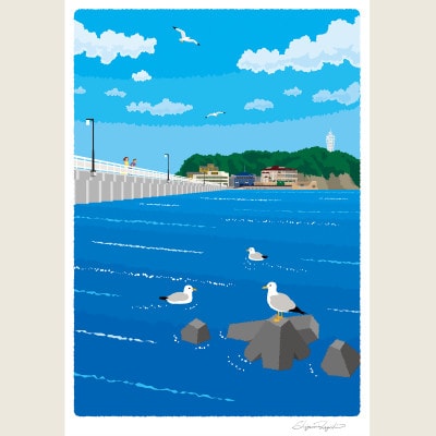 湘南・茅ヶ崎で描く、海を感じるイラストアート『ジークレーアートフレーム　SL-13』(大:四つ切)