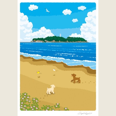 湘南・茅ヶ崎で描く、海を感じるイラストアート『ジークレーアートフレーム　SL-14』(小:八つ切)