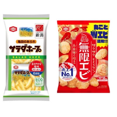 亀田製菓  サラダホープ90g&無限エビ73g詰合せ　各6袋　合計12袋