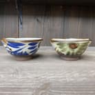 やちむん 唐草紋様 夫婦茶碗 マカイ(染付)青/緑