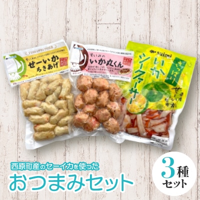 セーイカを使った おつまみ 3種セット(ちきあげ・いか丸くん・さっぱりいかシークヮーサー)