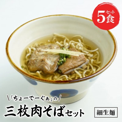 〈細生麺〉ちょーでーぐぁ 沖縄そば(三枚肉)5食セット