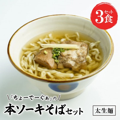 〈太生麺〉ちょーでーぐぁ 沖縄そば(本ソーキ)3食セット