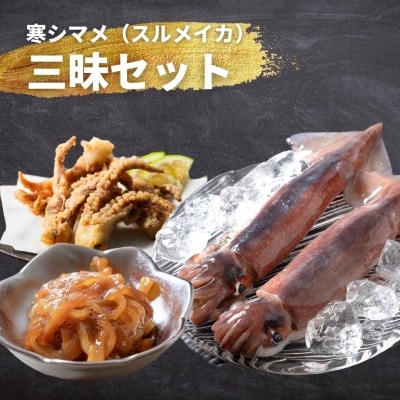 スルメイカ 三昧セット 刺身 肝醤油漬け 唐揚げ 寒シマメ 鮮度そのまま CAS冷凍