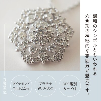 [MADE IN KOFU]PT900/PT850 六角形レースモチーフダイヤネックレスTI-829